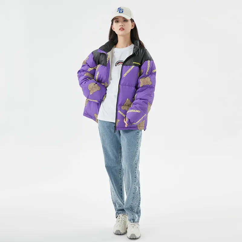 SPRAYGROUND Animal Pattern Stand Collar Loose Fit Thickened Down Jacket Unisex-23
