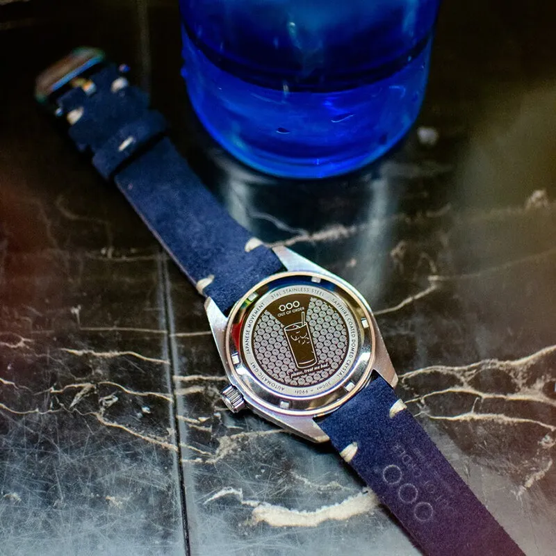 OUT OF ORDER Wrist Watch Automatic Mechanical Movement Leather Watch Bands Blue Dial Unisex OOO.001 25.BB-4