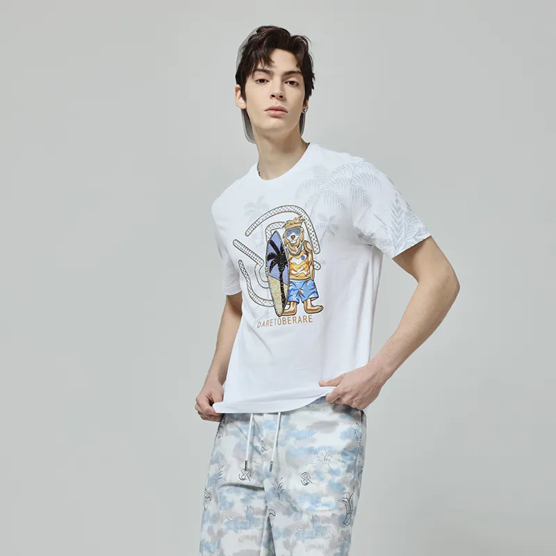 RARE Crew Neck Short Sleeved T Shirts Men's White-6
