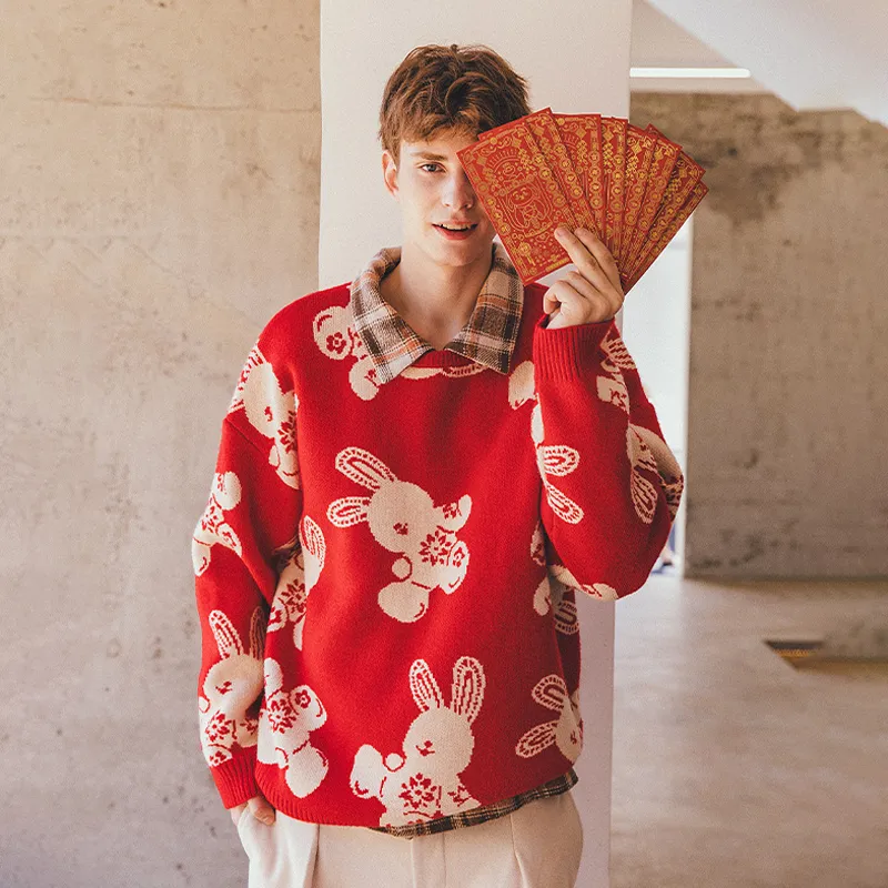 WAYNEXZAVIER Sweaters Men Red-6