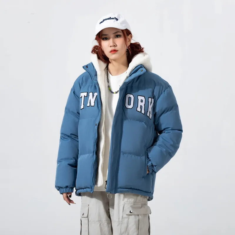 STNW Letter Hooded Loose Fit Thickened And Fleece Lined Puffer Jacket Unisex-15