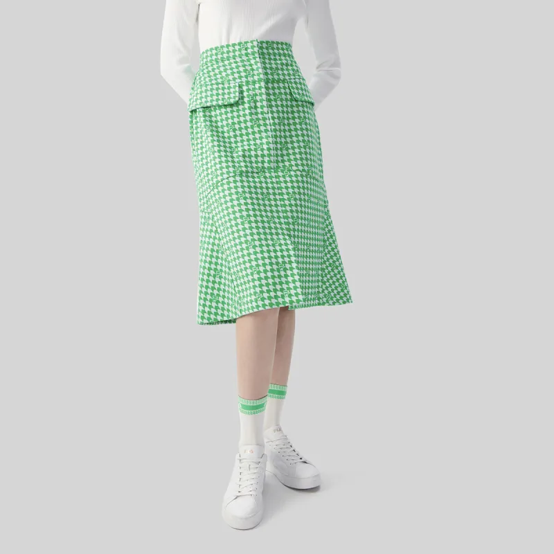 FILA Knit Long Skirts Women's Turquoise Vine Green-2