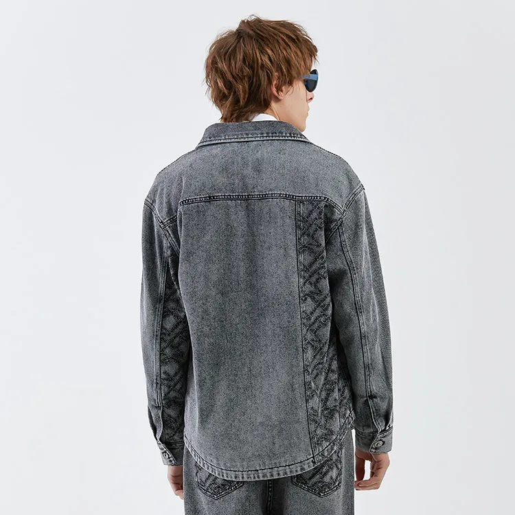 DAVID NAMAN Shirt Coat Unisex Denim Gray-3