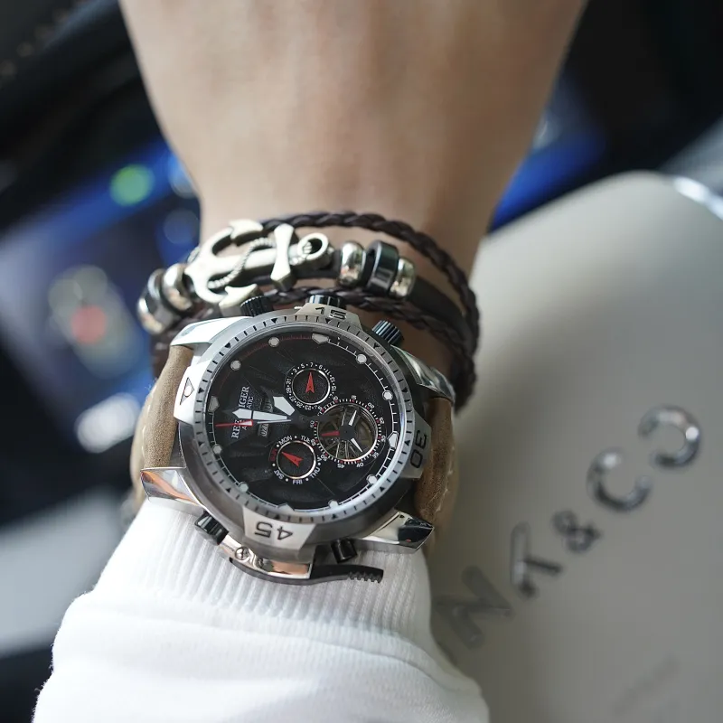 REEF TIGER Transformer Collection Automatic Mechanical Movement Watch Men's Watches Black Dial RGA3532 PBHRZ-2
