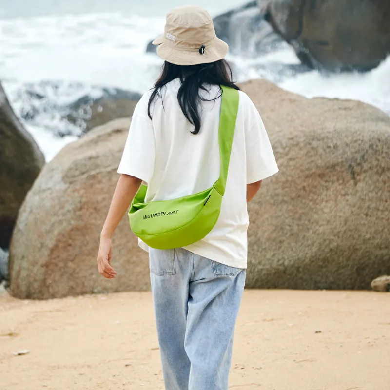 WPT PU Nylon Fabric Dumpling Bag One Shoulder Crossbody Fanny Pack Medium Size Unisex Black/White/Khaki/Green/Blue-17