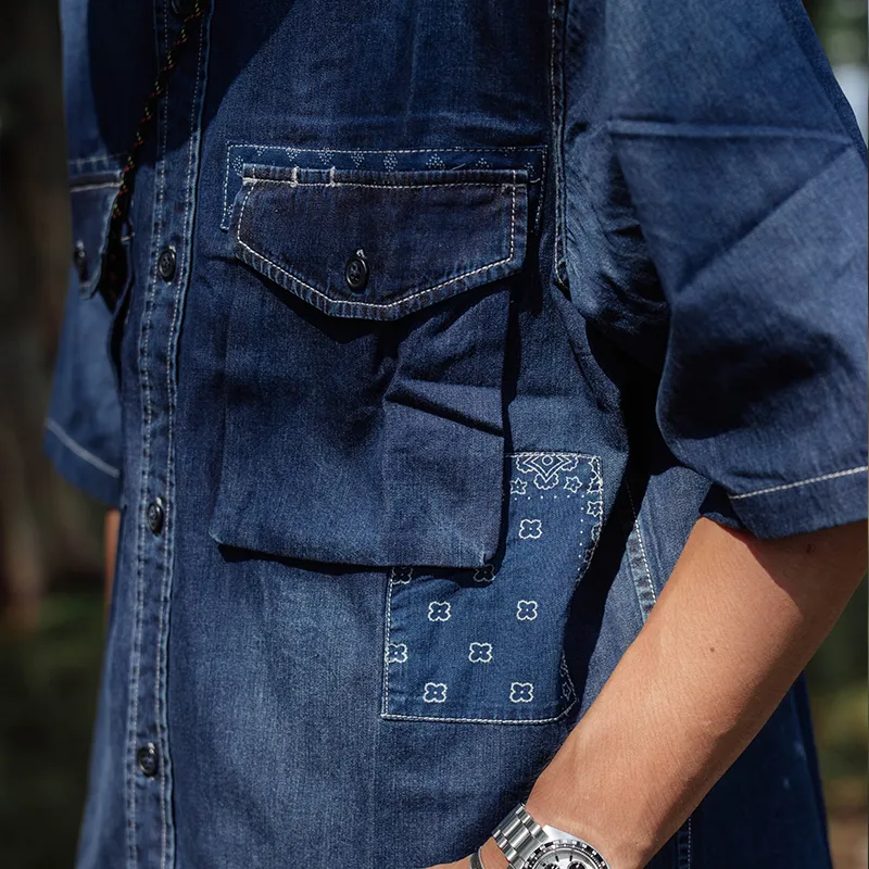 TEKABLU Shirts Men Denim Blue-7
