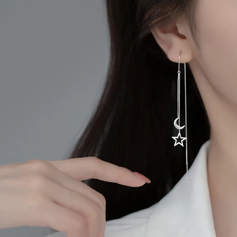 SENDME Drop Earrings Women's Stars Moon Tassel Earrings-3