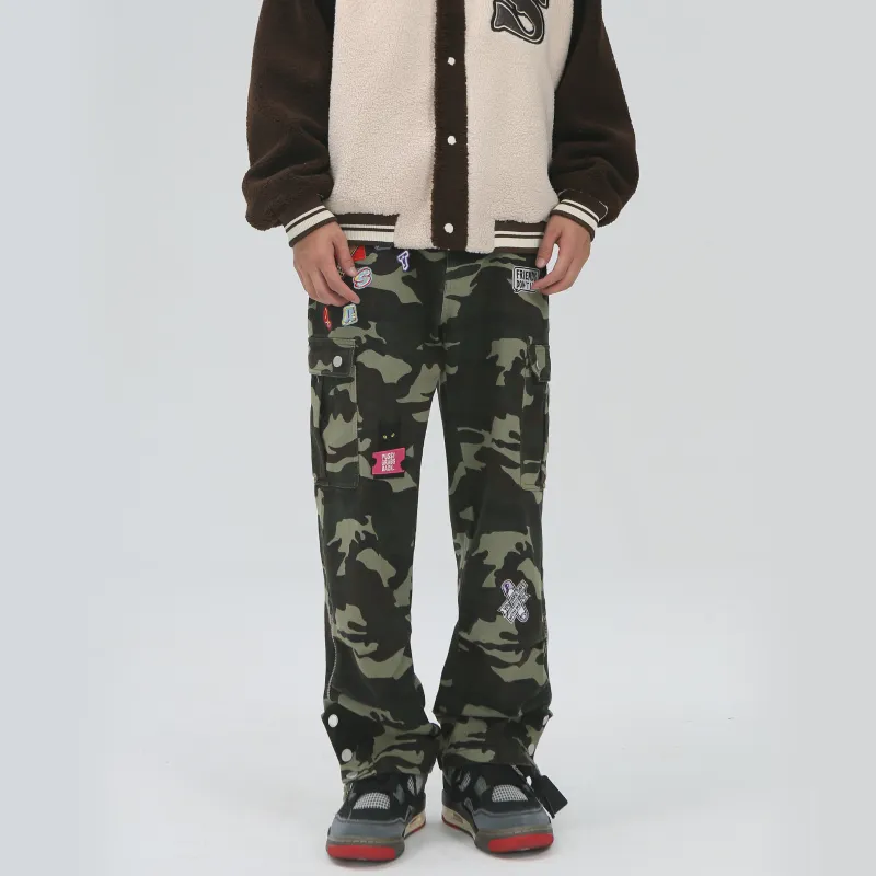 PASET Casual Pants Unisex Green Camouflage-5
