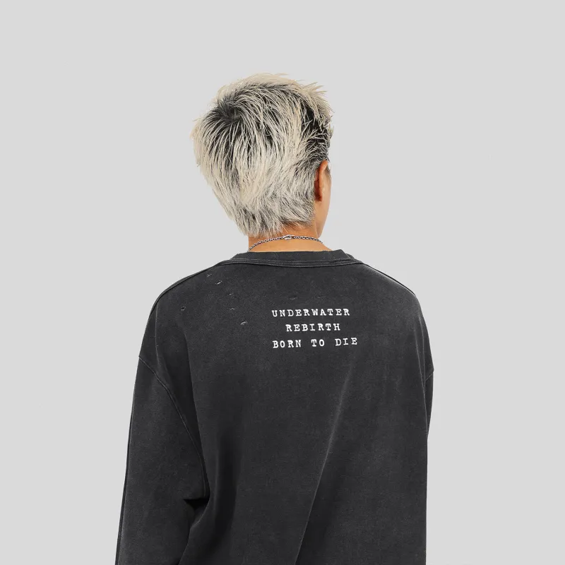 UNDERWATER Sweatshirts Men Washed Black-5