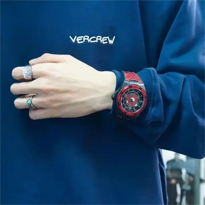 NSQUARE Fire Attribute Automatic Mechanical Movement Watch Men's Watches Red Watch Dial-5