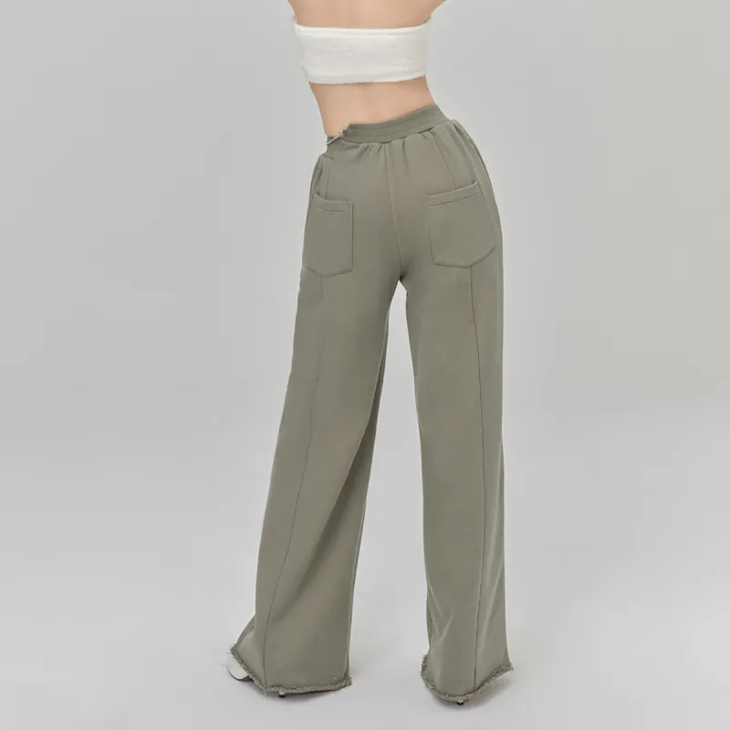 LA CRAWFISH Straight Casual Pants Women's Army Green-4