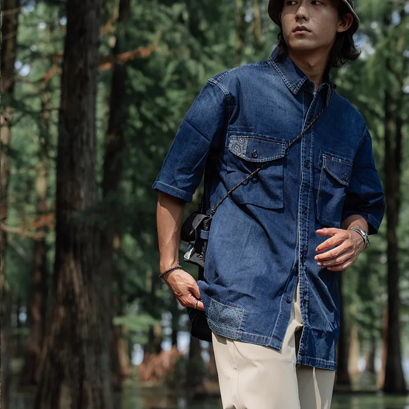 TEKABLU Shirts Men Denim Blue-6
