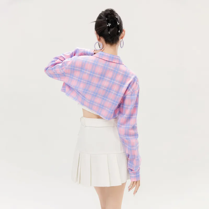 LA CRAWFISH Plaid Shirt Shirt Spring Summer And Autumn Women's-2