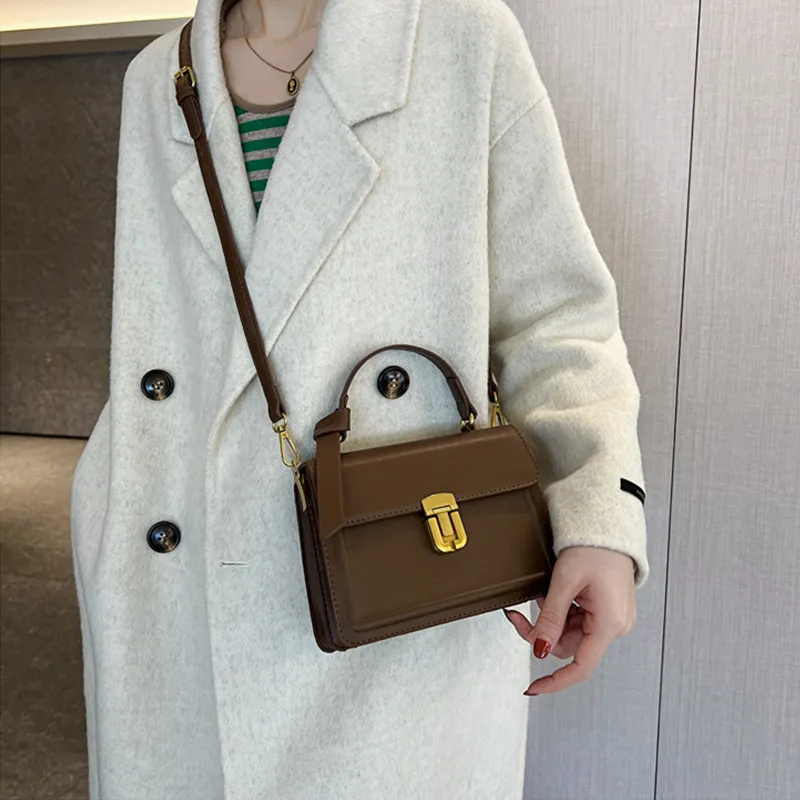 JANE KLAIN PU Small Square Bag, Handbag, Crossbody Bag Small Size Women's Midnight Black/Chestnut Brown-13