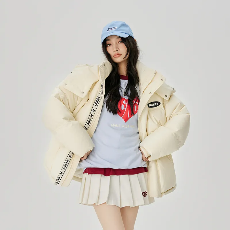 Nerdy Down Jackets Unisex Milk White-3
