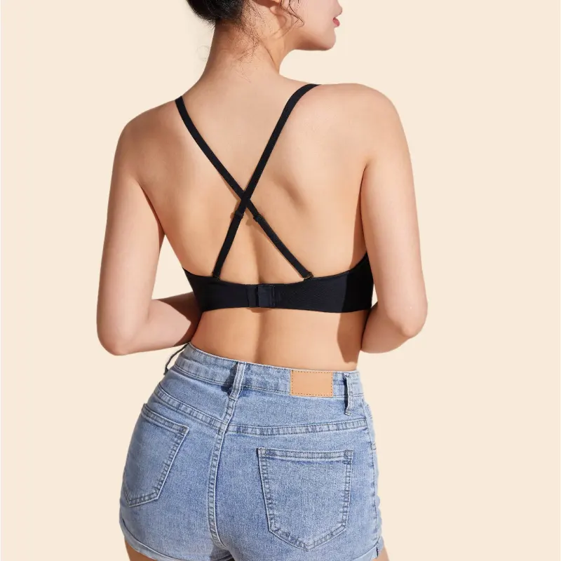Toffee Pie Comfortable Seamless Back Smoothing Outerwear-Ready Wireless Triangle Cup Minimizing Underwear Women's-3