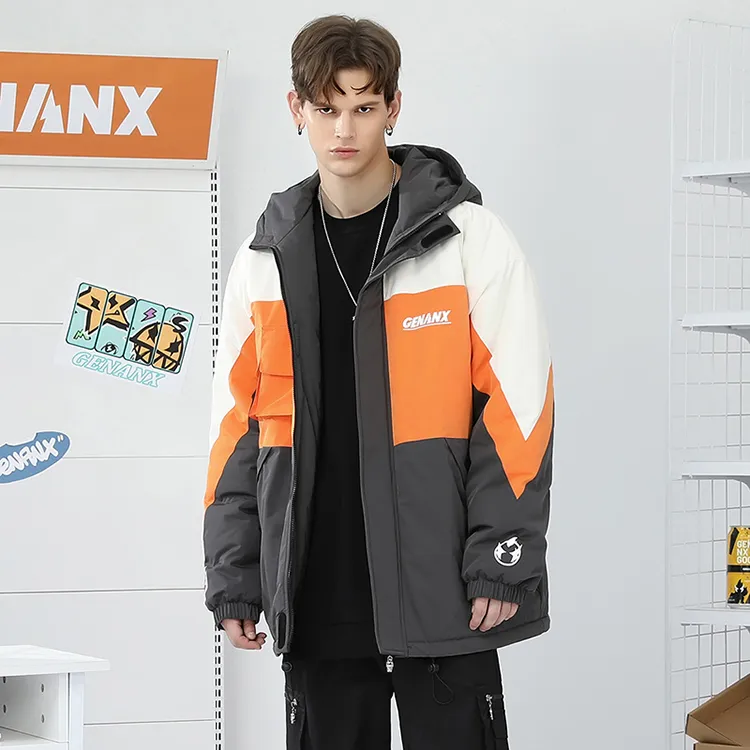 GENANX Letter Hooded Loose Fit Puffer Jacket Unisex-10