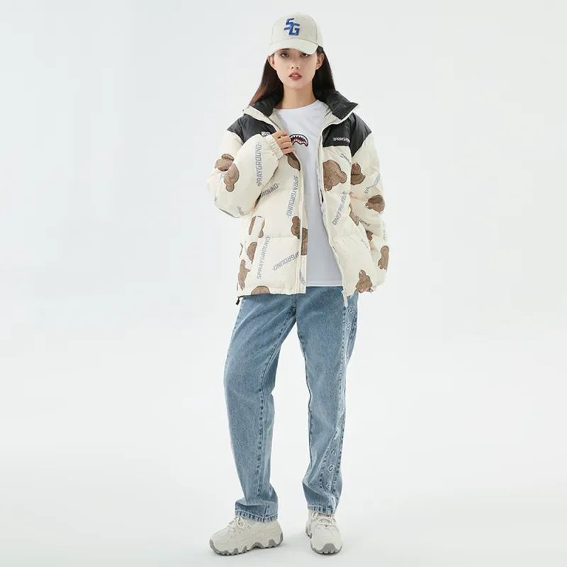 SPRAYGROUND Animal Pattern Stand Collar Loose Fit Thickened Down Jacket Unisex-11