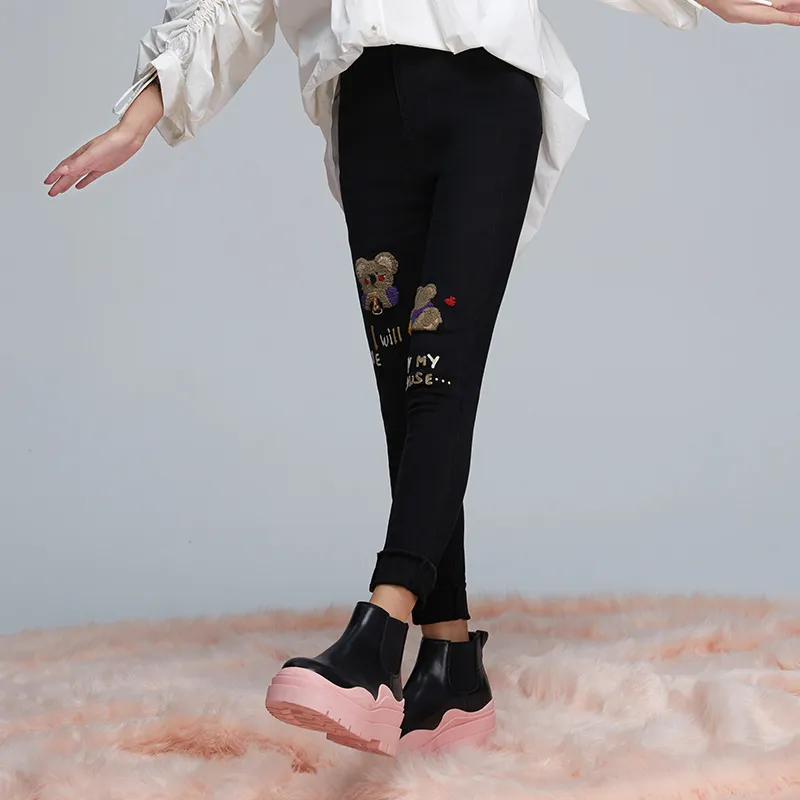 LALABOBO Jeans Women's Black Denim-3