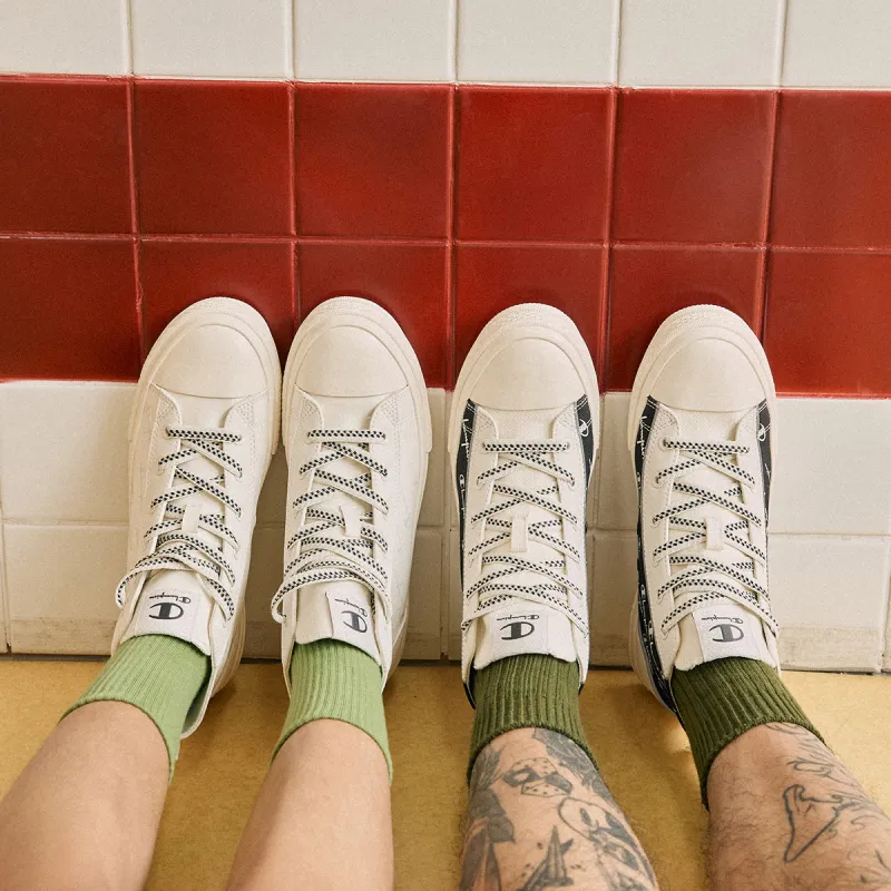 Champion Canvas Shoes Unisex High Top Milk White/Rain Mist Gray-5