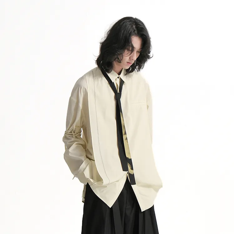 HUANXIANGZHE Shirts Unisex Bright Yellow-3