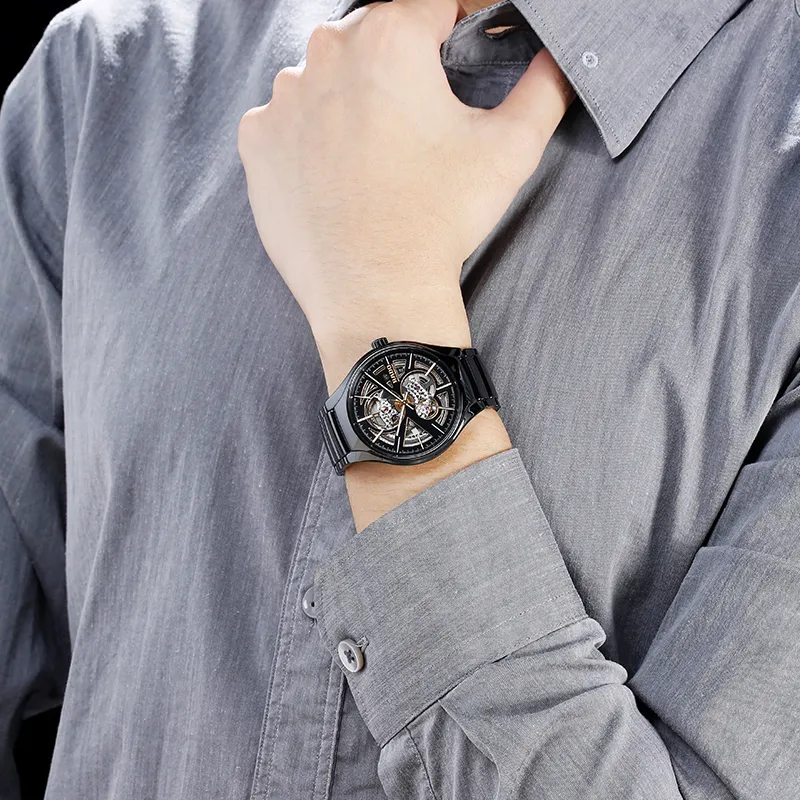 RADO Automatic Mechanical Movement Unisex Watch 40mm Black Dial Ceramic Watch Case Ceramic Strap-3