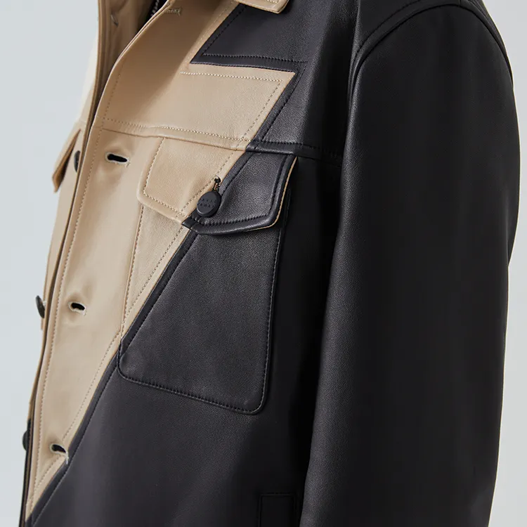 DAVID NAMAN Leather Jackets Coats Men's Khaki-7