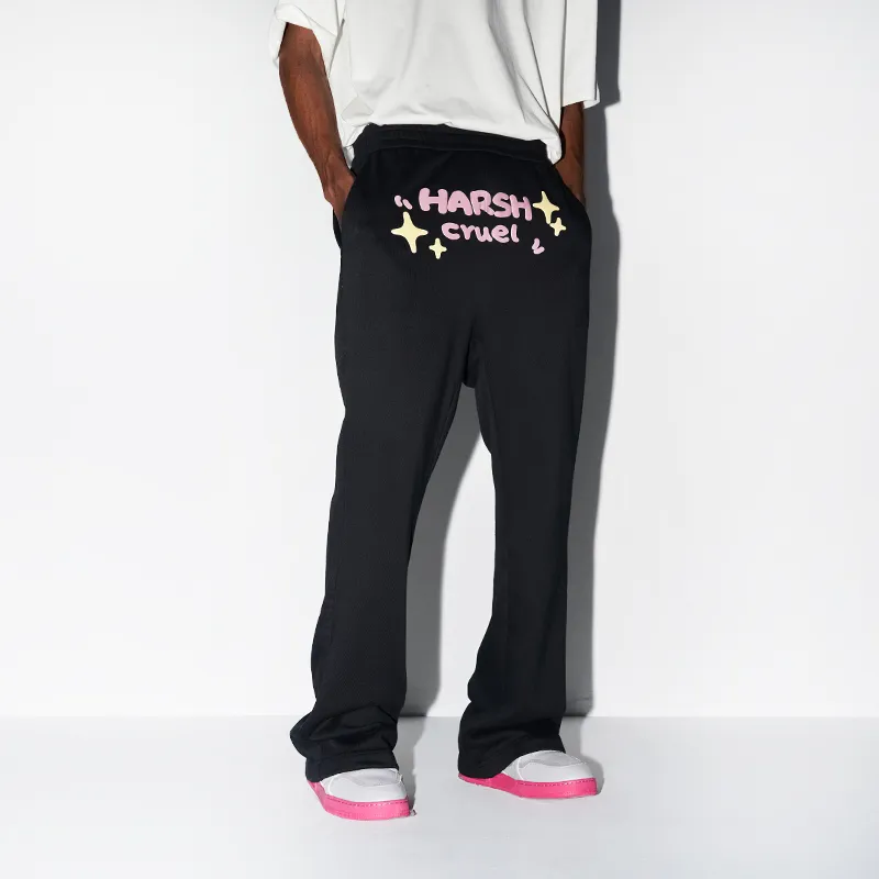 HARSH AND CRUEL Flared Pants Casual Pants Unisex Black-4