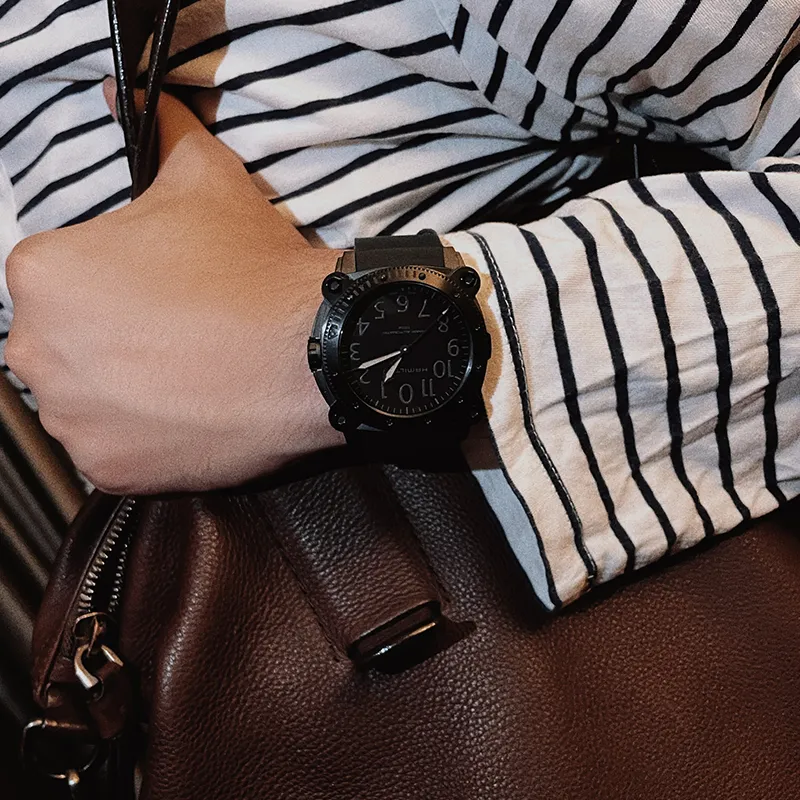 HAMILTON Automatic Mechanical Movement Men's Watches Watch 46 Black Dial Titanium Watch Case Rubber Strap-8