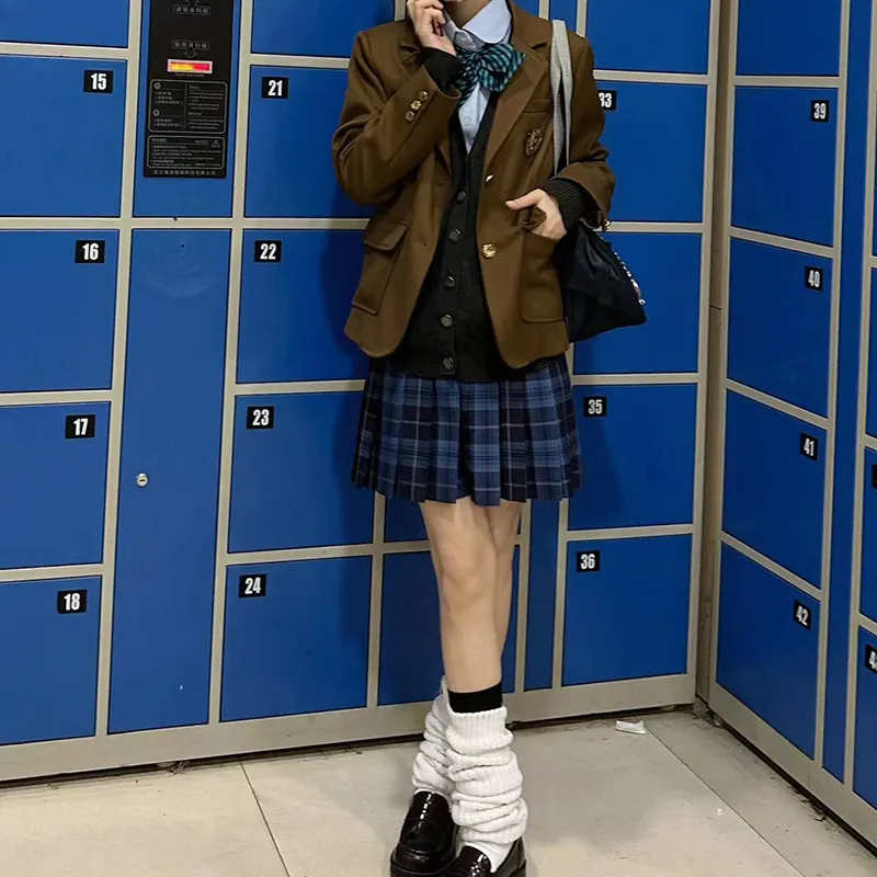 Tokyo Season Casual Short Skirts Women's Whale Fall, Plaid Skirt-12