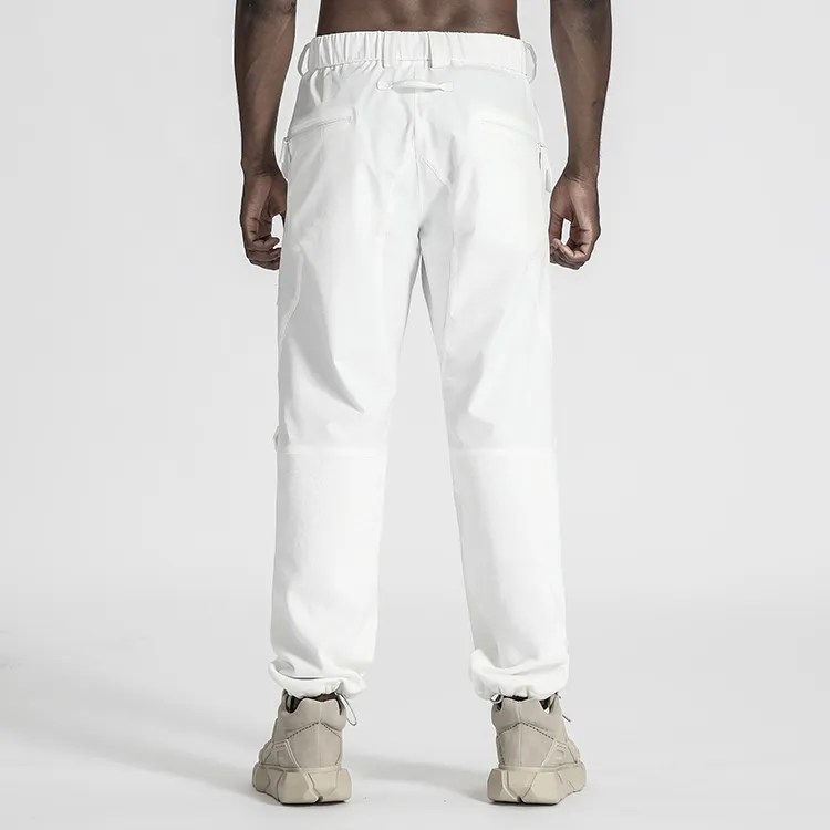NORVINCY Versatile Pure White Deconstructed Style Knitted Sweatpants Unisex-11