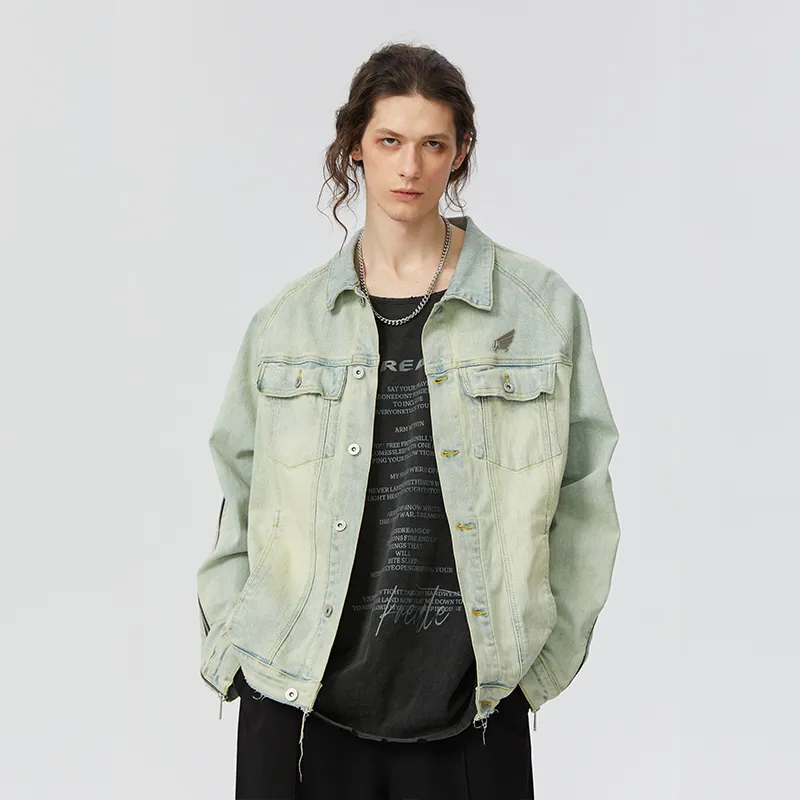 KREATE DENIM Washing Process Series Denim Jacket Unisex Yellow Mud Denim-10