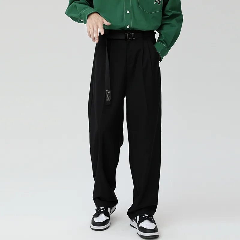 QISENYAR Wide Leg Casual Pants Unisex Black-2