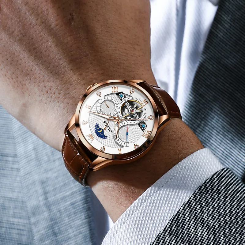 OLEVS Play The Cool Series Mechanical Movement Watch Men's Watches White Dial-20