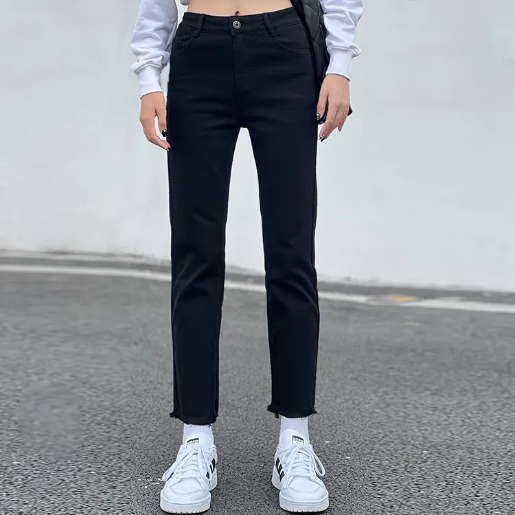 EOFO Straight Jeans Women's Black-4
