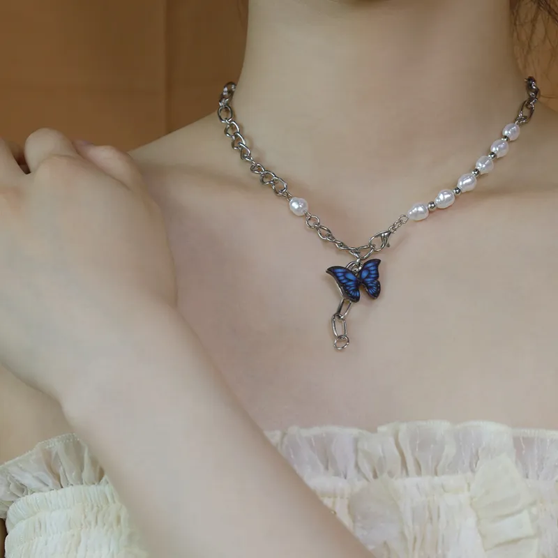 MOVER Necklaces Women's Blue Tail Butterfly Necklace-5