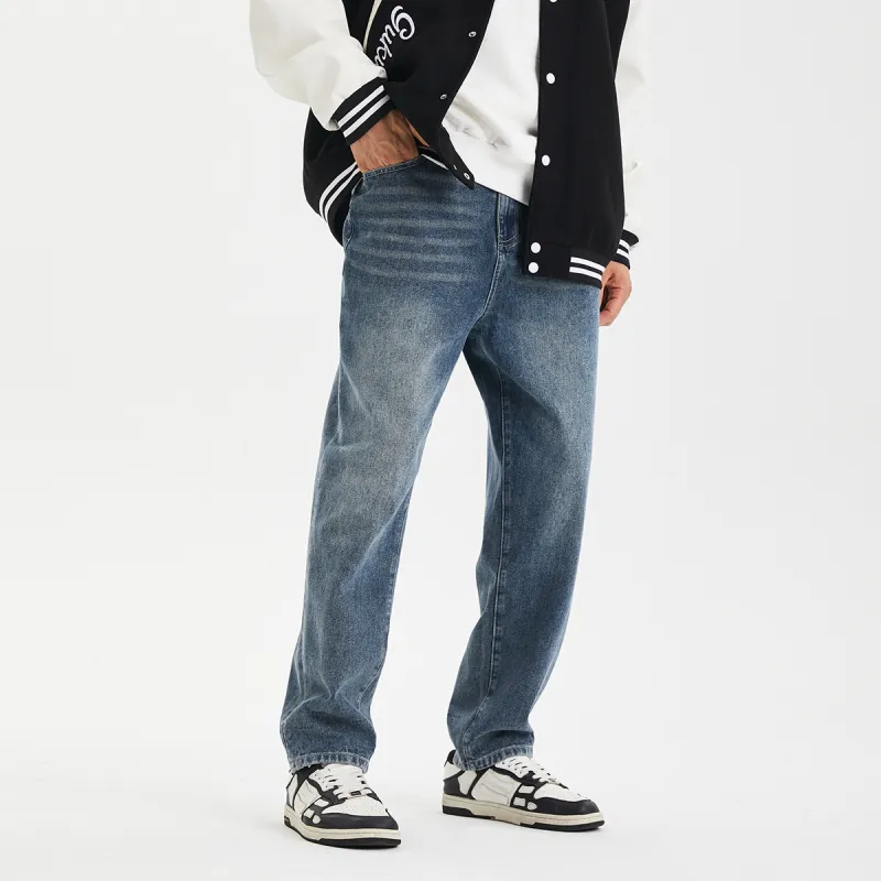 GUKUUL Tapered Pants Jeans Unisex Dark Blue-4