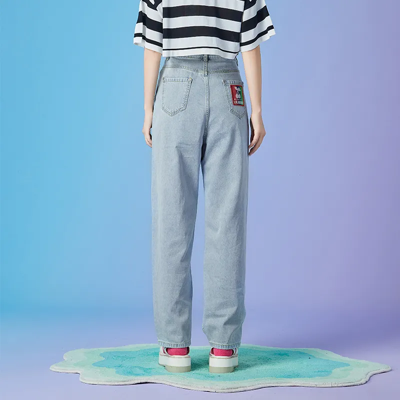 LALABOBO Harem Pants Thin Jeans Women's Light Blue White-3