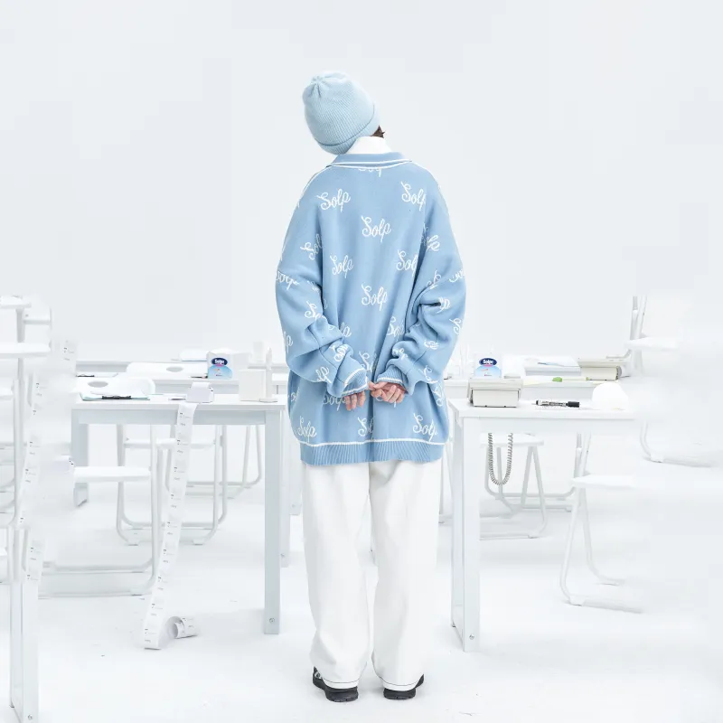 SOLP Loose Fit Sweater Unisex Blue White-2
