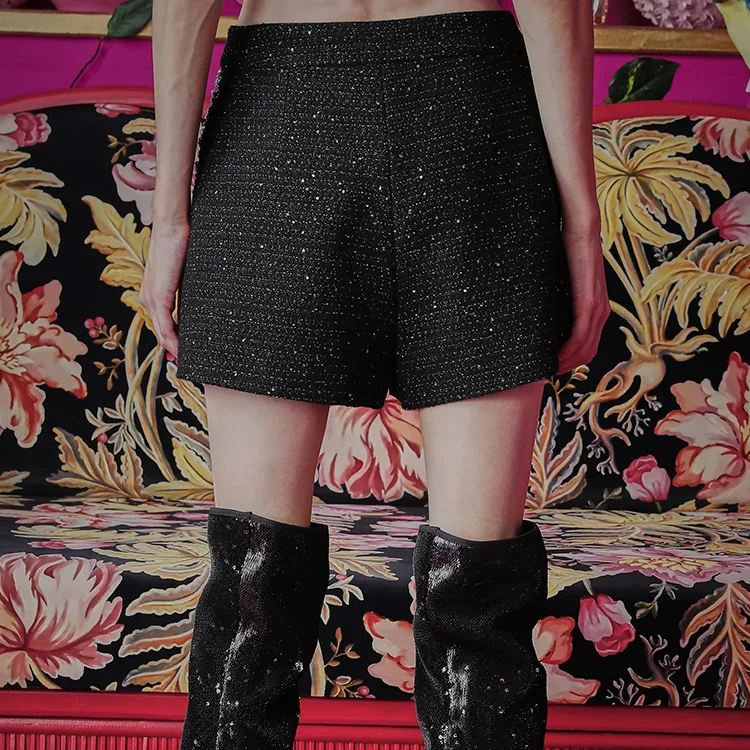 TCH Casual Shorts Women's Black With Silver Logo-3