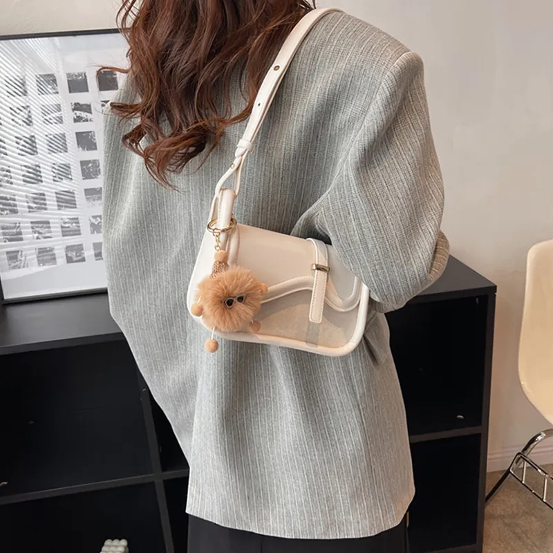 JANE KLAIN PU Saddle Bag, Shoulder Bag, Crossbody Bag Regular Women's White/Khaki/Dark Brown-3