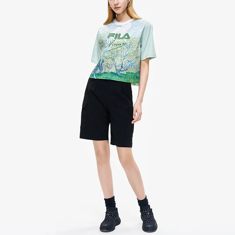 FILA Vincent Van Gogh Casual Shorts Women's Jet Black-2
