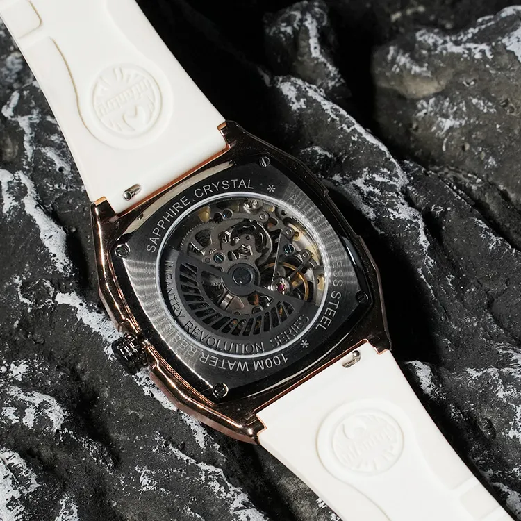 INFANTRY Pioneer Series Mechanical Movement Watch Unisex White Dial-6