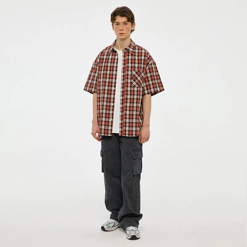 COUNTRY MOMENT Shirts Men Orange Red Plaid-4