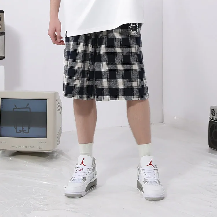 TVX Casual Shorts Unisex Black White Plaid-2