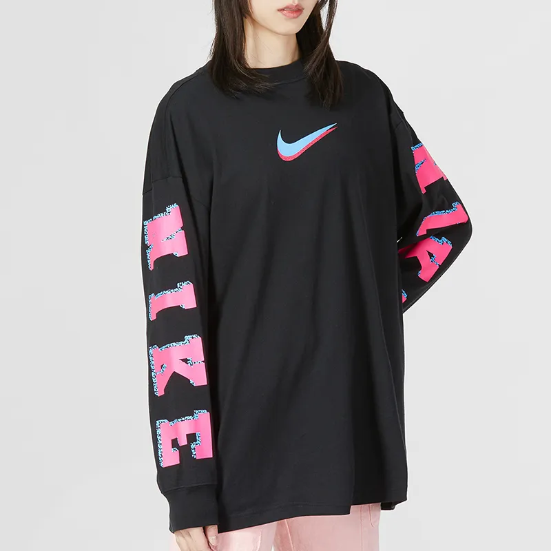 Nike Drop Shoulder Sleeve T Shirt Women's Black-4