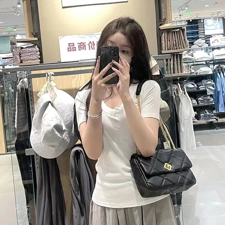 NUCELLE PU Small Square Bag One Shoulder Shoulder Bag For Women's Medium Size Women's White/Black/Pink-16