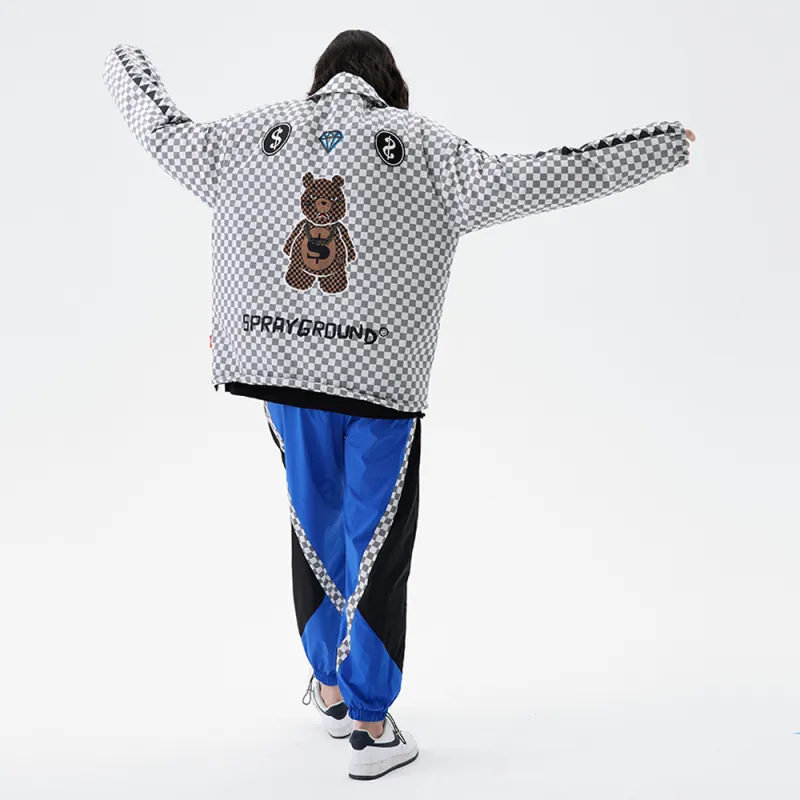 SPRAYGROUND Animal Pattern Letter Checkerboard Lapel Loose Fit Puffer Jacket Unisex-11
