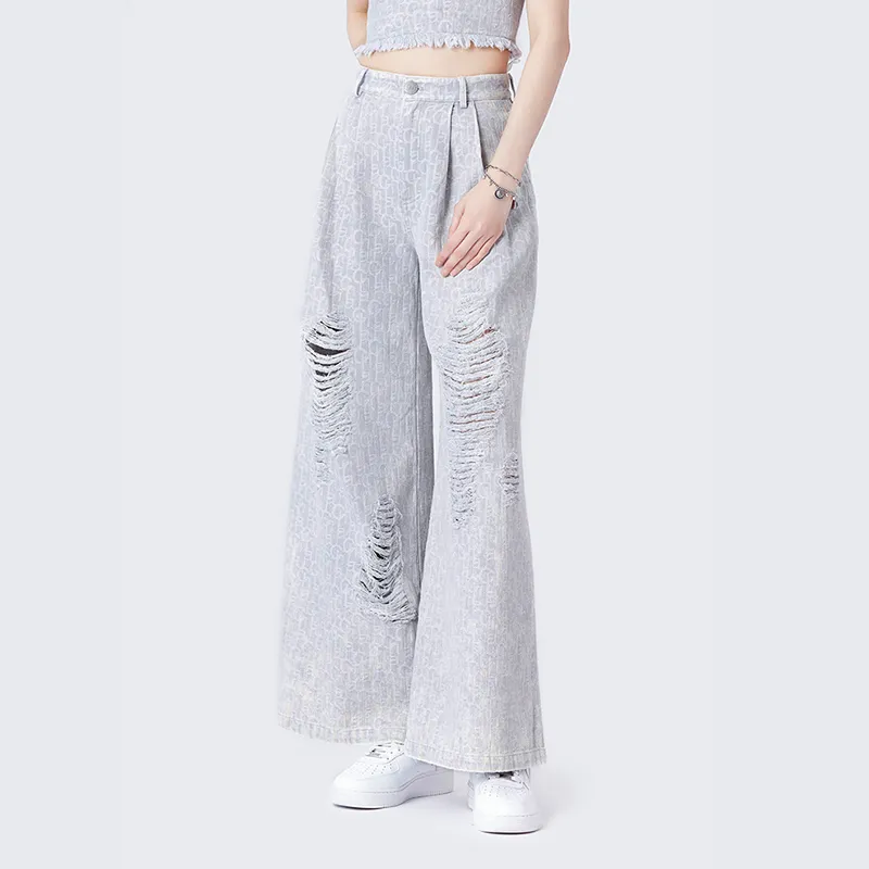 Laurence & Chico Wide Leg Thin Jeans Women's Gray-4