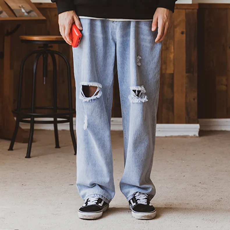 WAYNEXZAVIER Straight Jeans Men's Light Blue-2